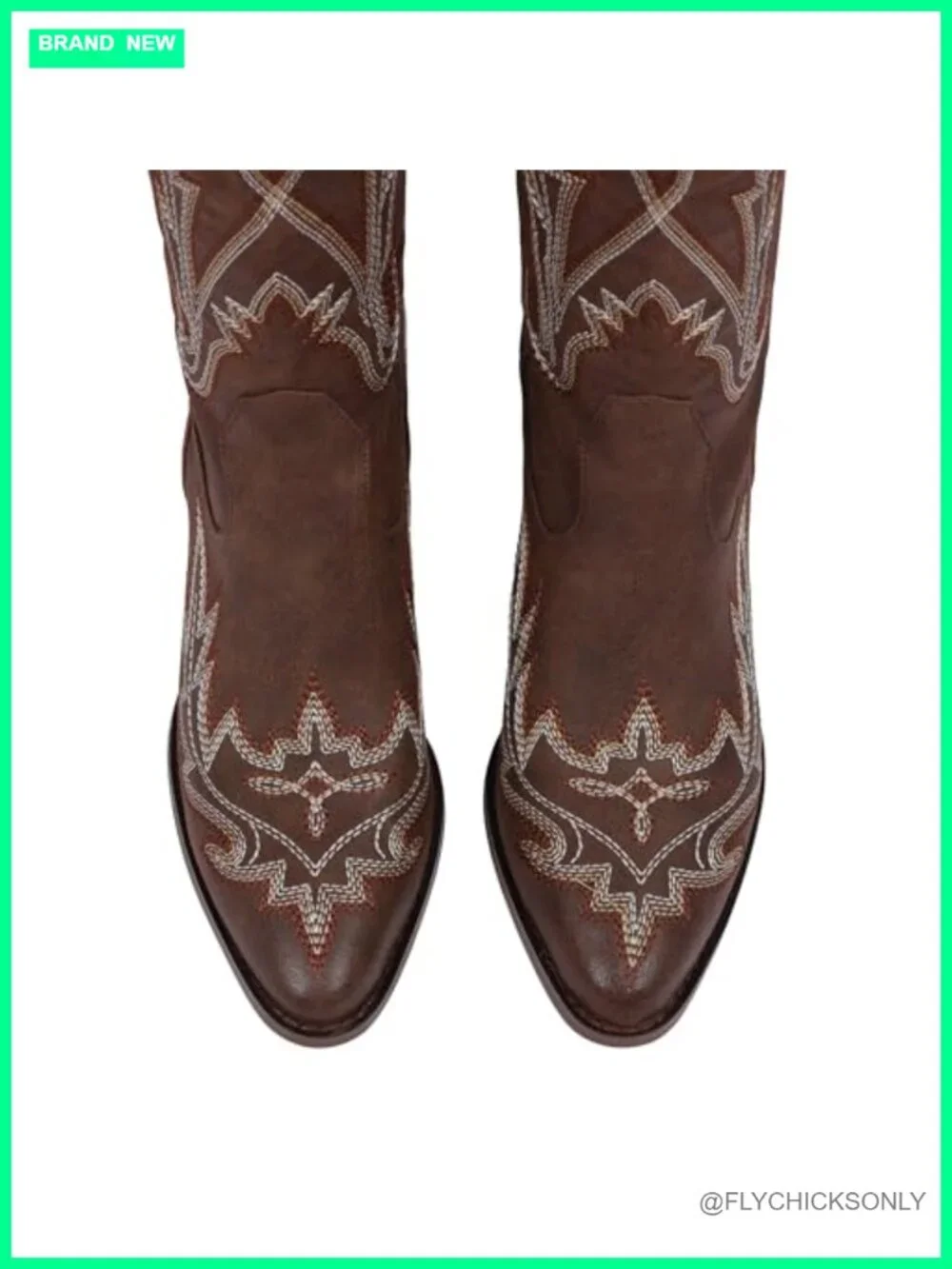 Thigh High Cowboy Boots Wide Calf Embroidered Pointed Toe Chunky Heel Side Zip